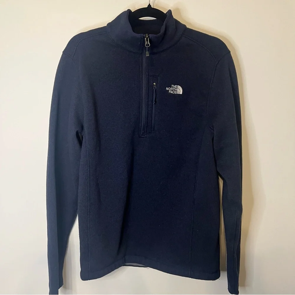 The North Face Men's Dark Blue 1/4 Zip-Up fleece lined‎ pullover
